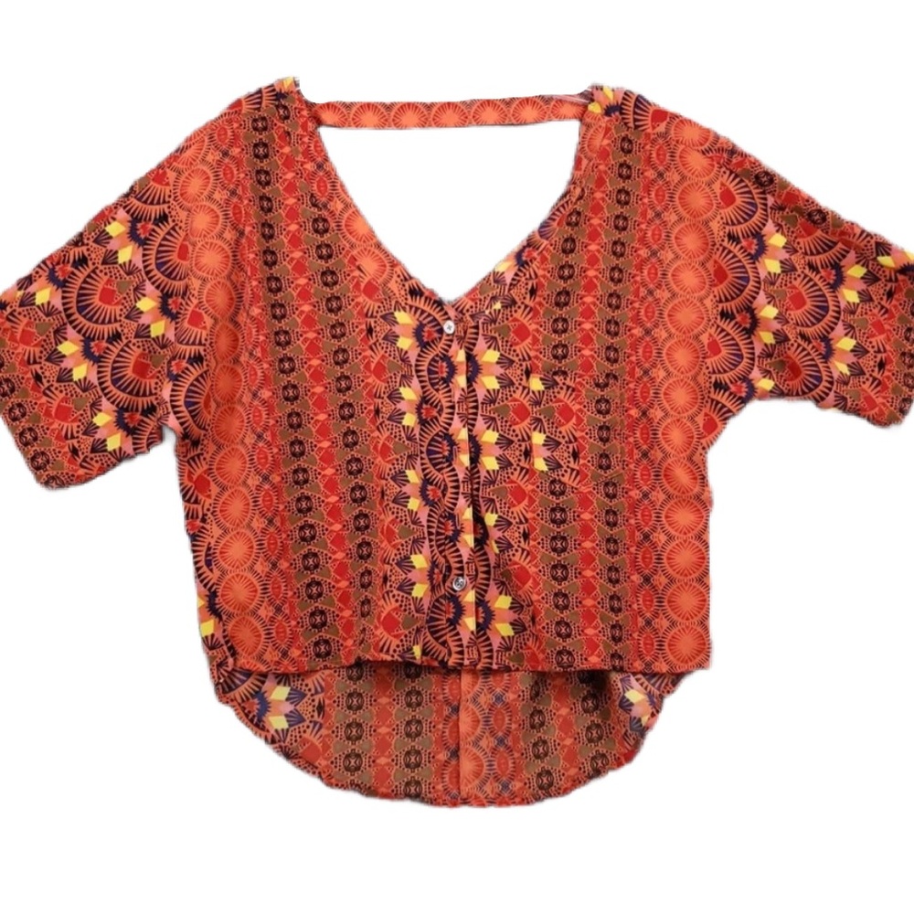 Jessica Simpson silk High/low multicolored top